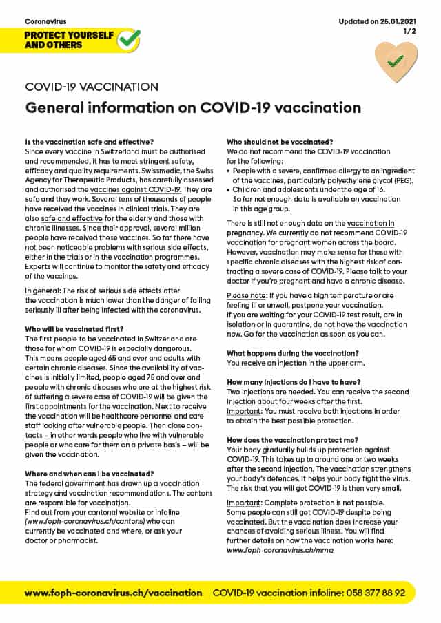FOPH vaccination information